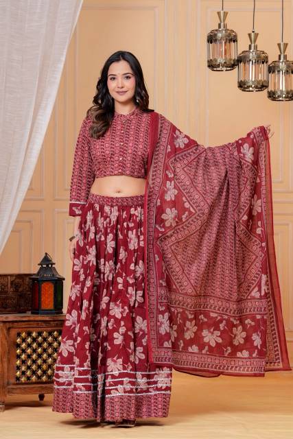 Red floral Lehenga Set