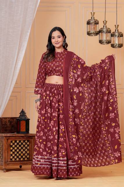 Mul Cotton matte Shade Comfort Fit Lehenga Set