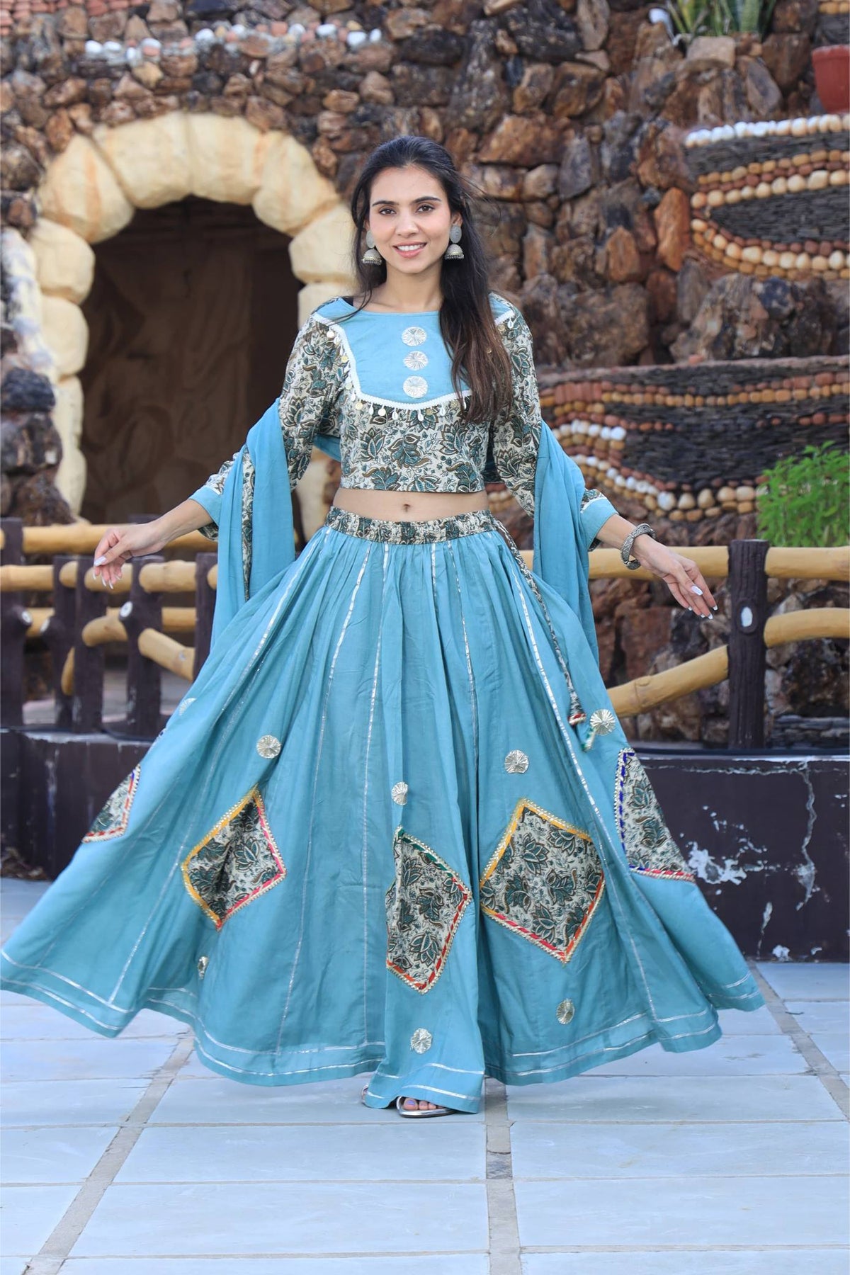 Navratri Mul Cotton Pastel Comfort Fit Lehenga Set