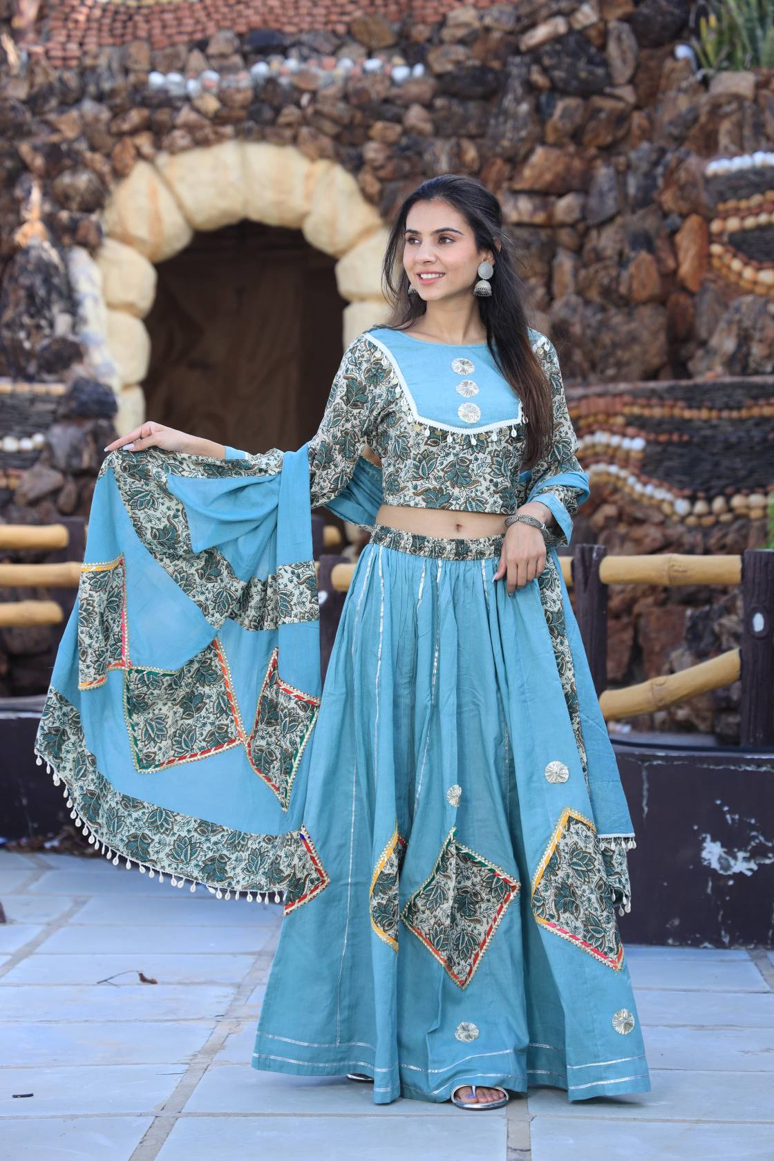 Navratri Mul Cotton Pastel Comfort Fit Lehenga Set