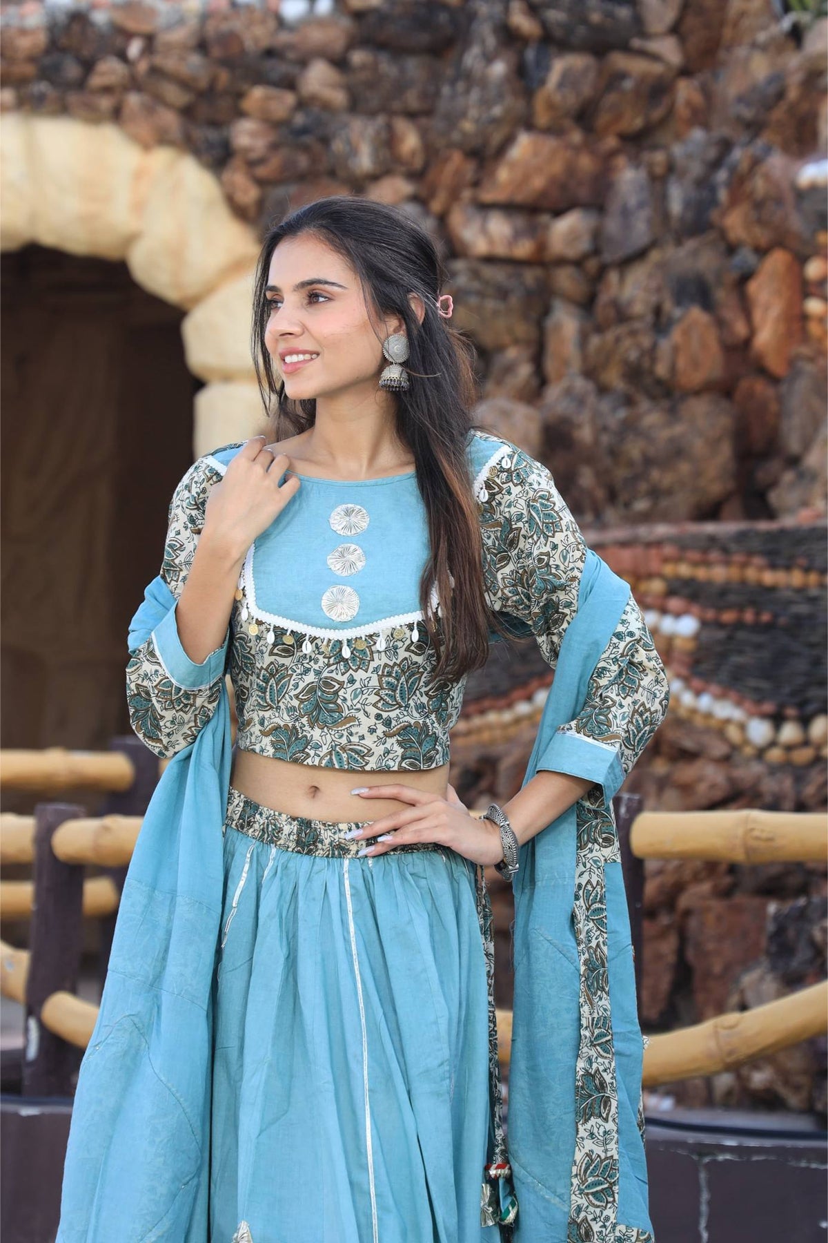 Navratri Mul Cotton Pastel Comfort Fit Lehenga Set