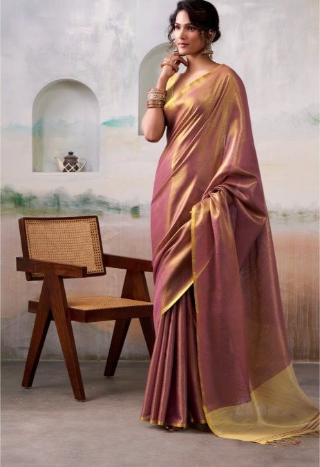 Golden Fire Tissue Silk Saree, Party Wear Saree, Diwali Bestseller saree for women