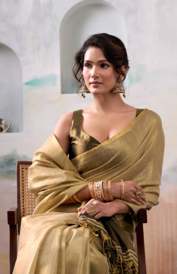 Champagne Tissue Silk saree