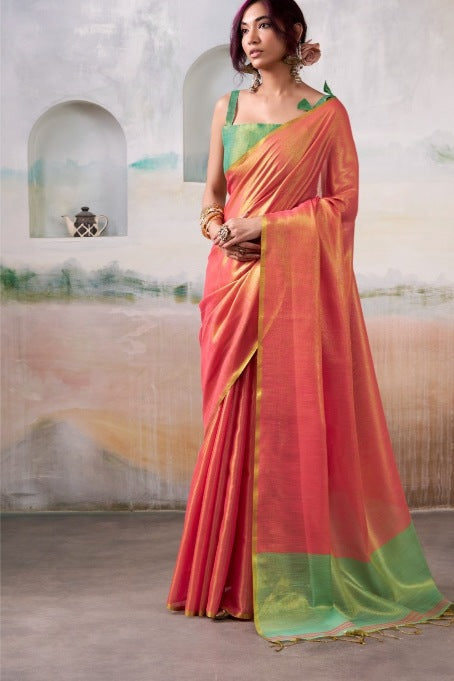 Molten Volcano Gold Tissue Silk Saree