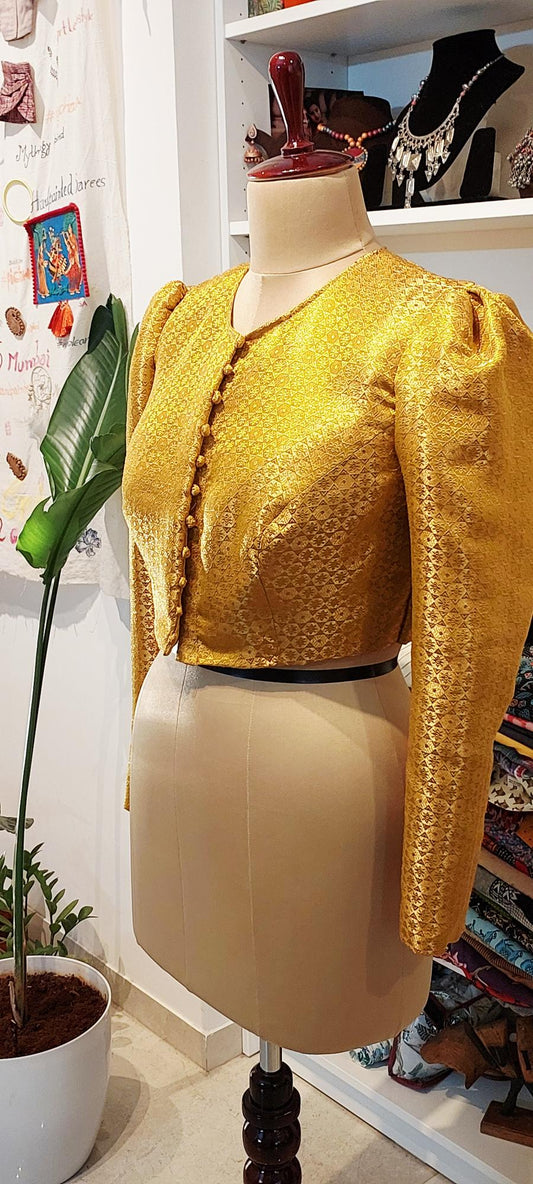 Gold Brocade Princess Puffed Blouse
