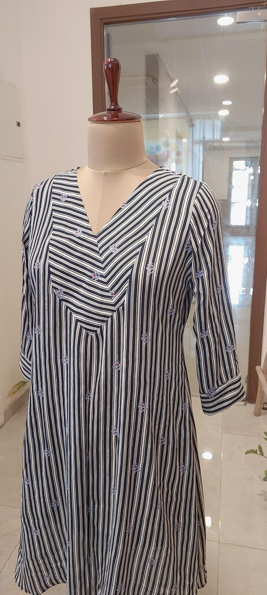 Quirky Blue Striped Dress