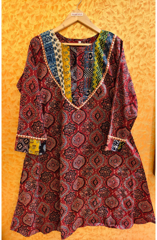 Ajrakh patchwork dress