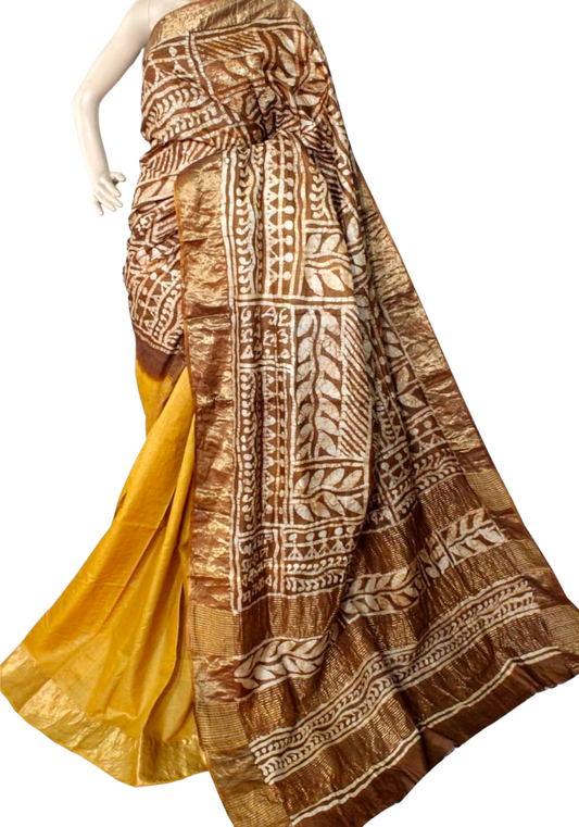 Batik saree mustard