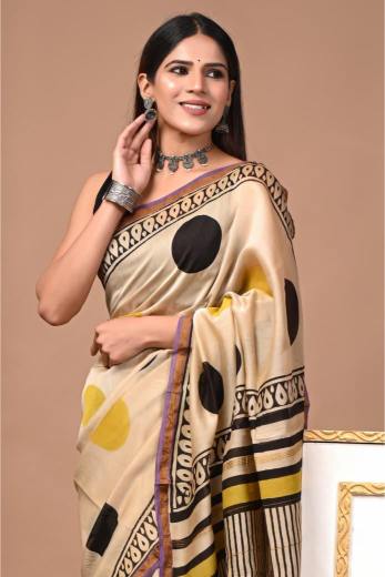 Handcrafted Chanderi Silk saree. Experience the chanderi silk beautiful blend of traditional art and modern design with our Quirky chanderi silk saree. 