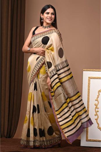 Handcrafted Chanderi Silk saree. Experience the chanderi silk beautiful blend of traditional art and modern design with our Quirky chanderi silk saree. 