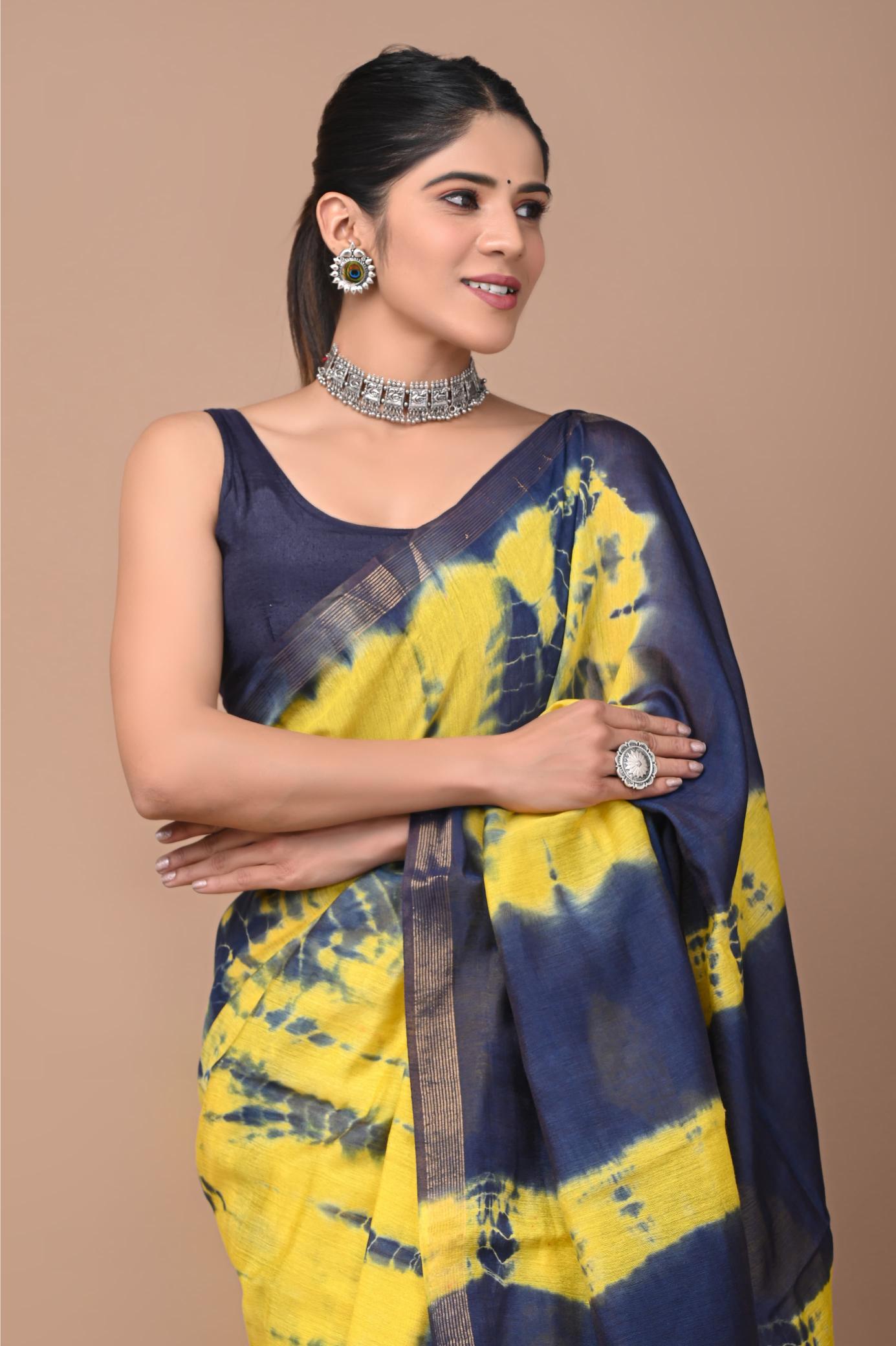 Black shibori saree