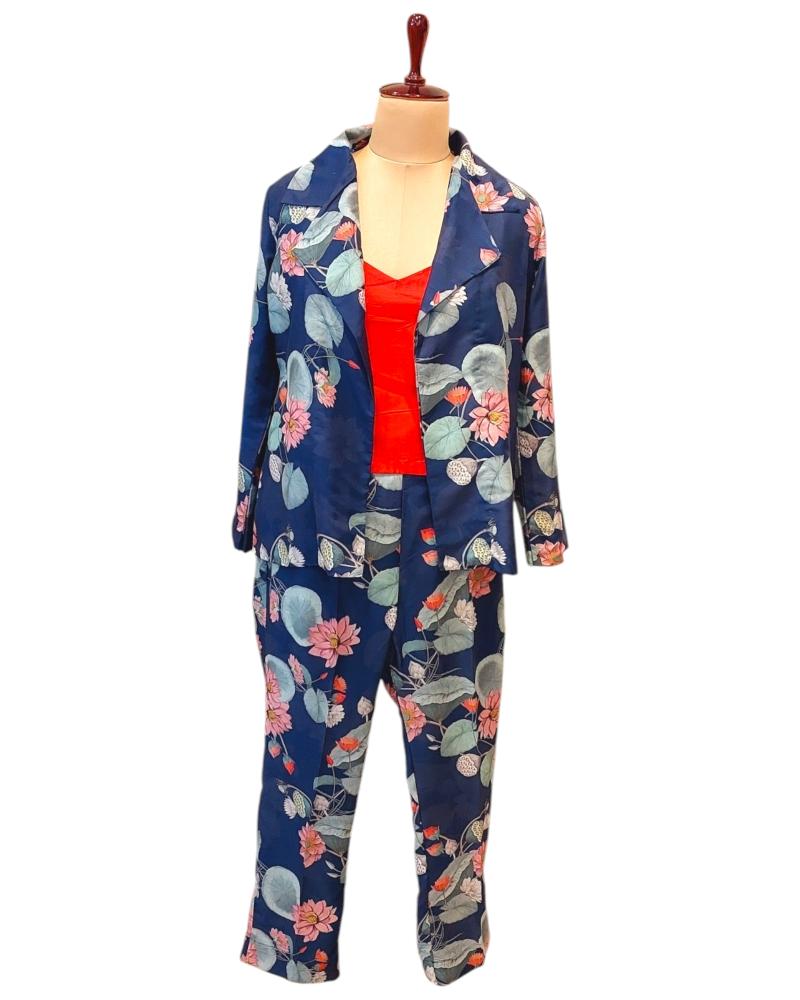 co ord sets women, linen co ord set, silk co ord set,printed coat set for ladies, coat set for women, trousers casual coord set for women