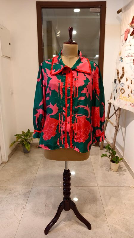 Botanical Radiance Vegan Silk Shirt Tunic | Luxury Resort Wear