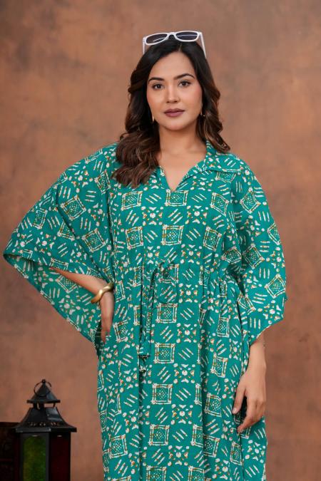 Shop mul mul cotton kaftans for daily wear. Super soft pure cotton long kaftans in floral prints for you.