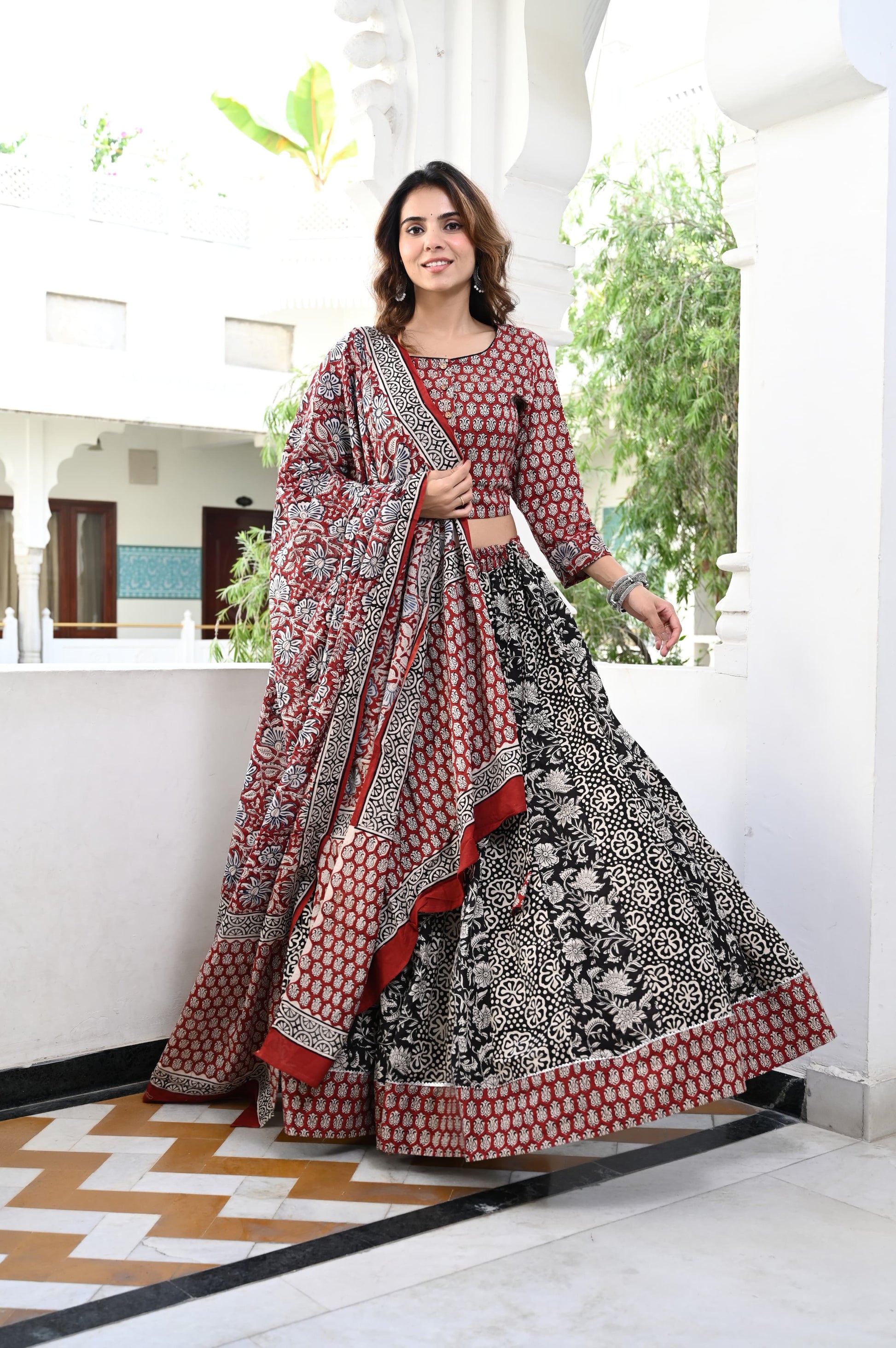 Cotton Lehenga black