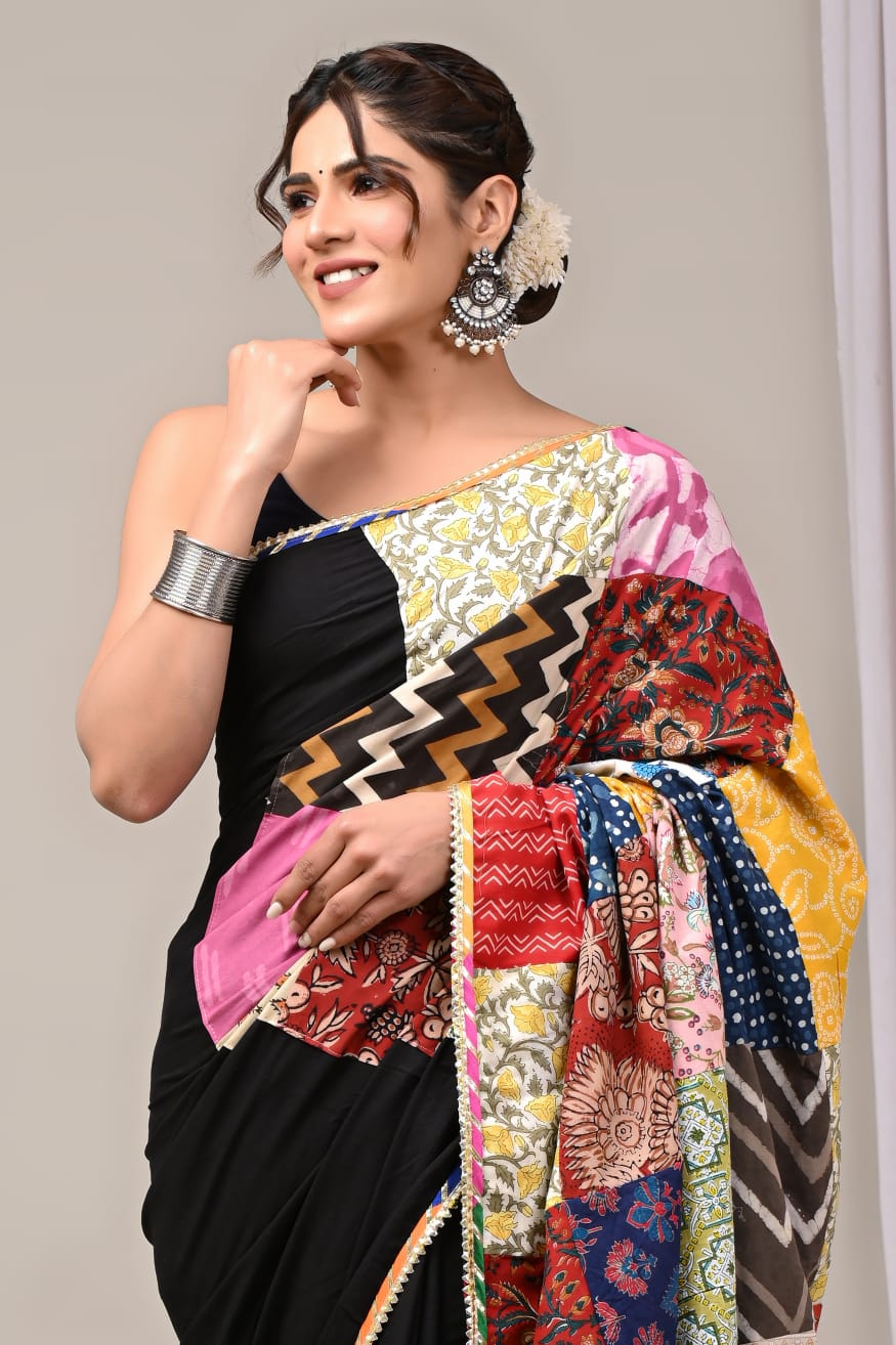 Corron black saree