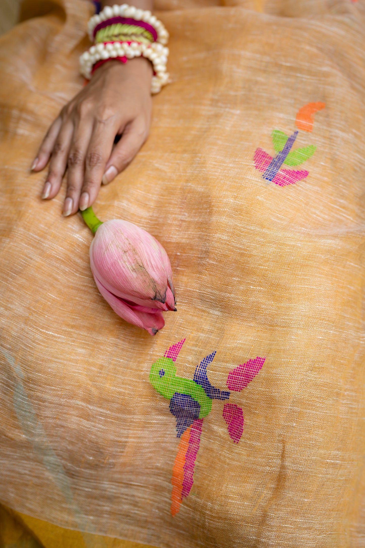 Linen Jamdani Buddha Saree