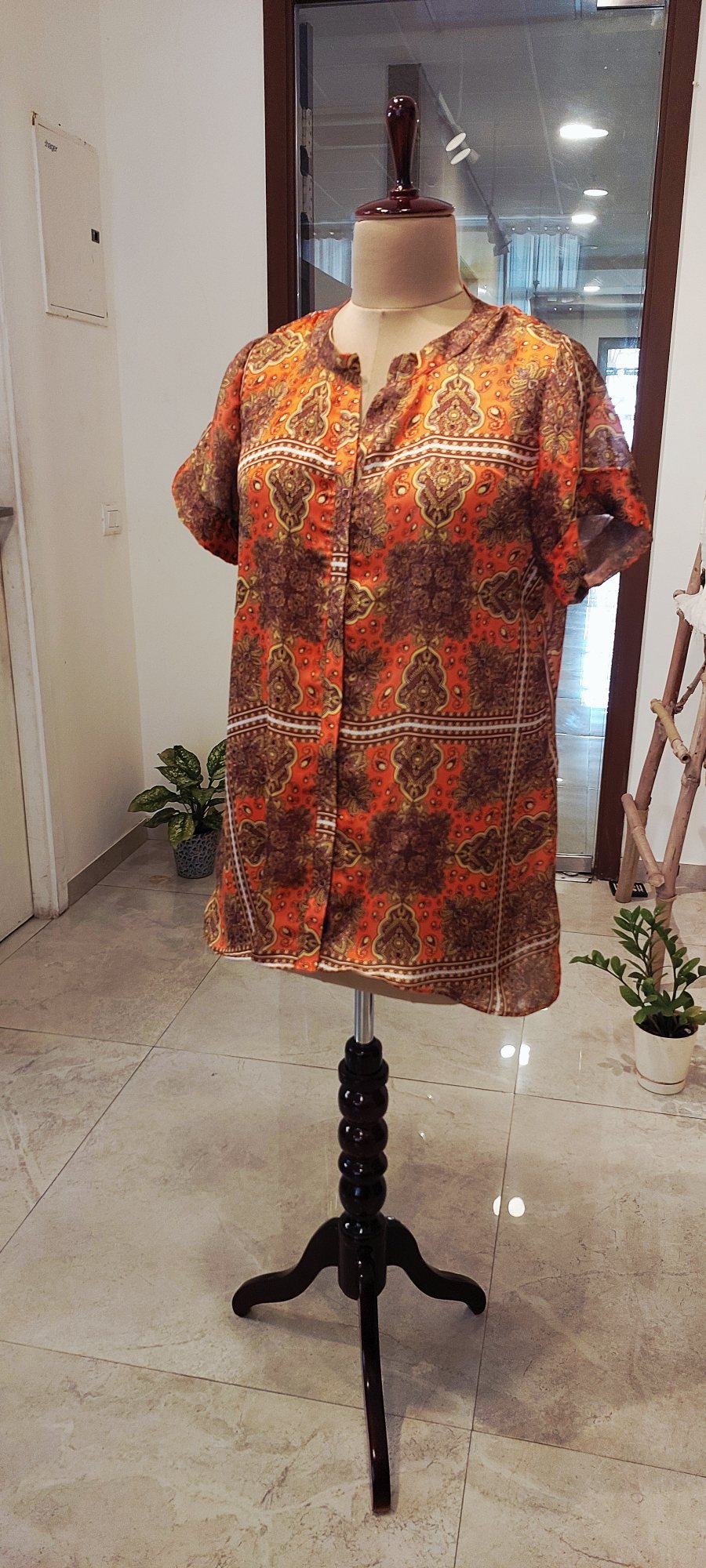 Rust Orange Aztec Shirt
