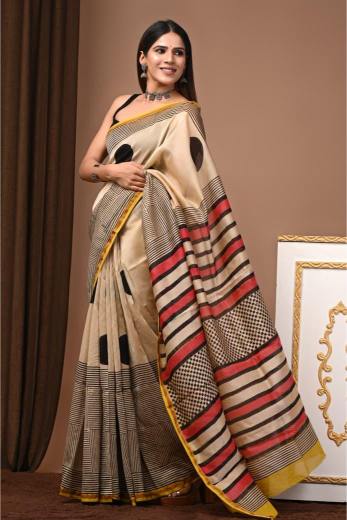 Handcrafted Chanderi Silk saree. Experience the chanderi silk beautiful blend of traditional art and modern design with our Quirky chanderi silk saree. 