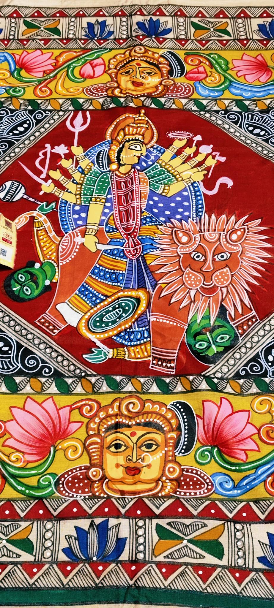 Durga painted saree