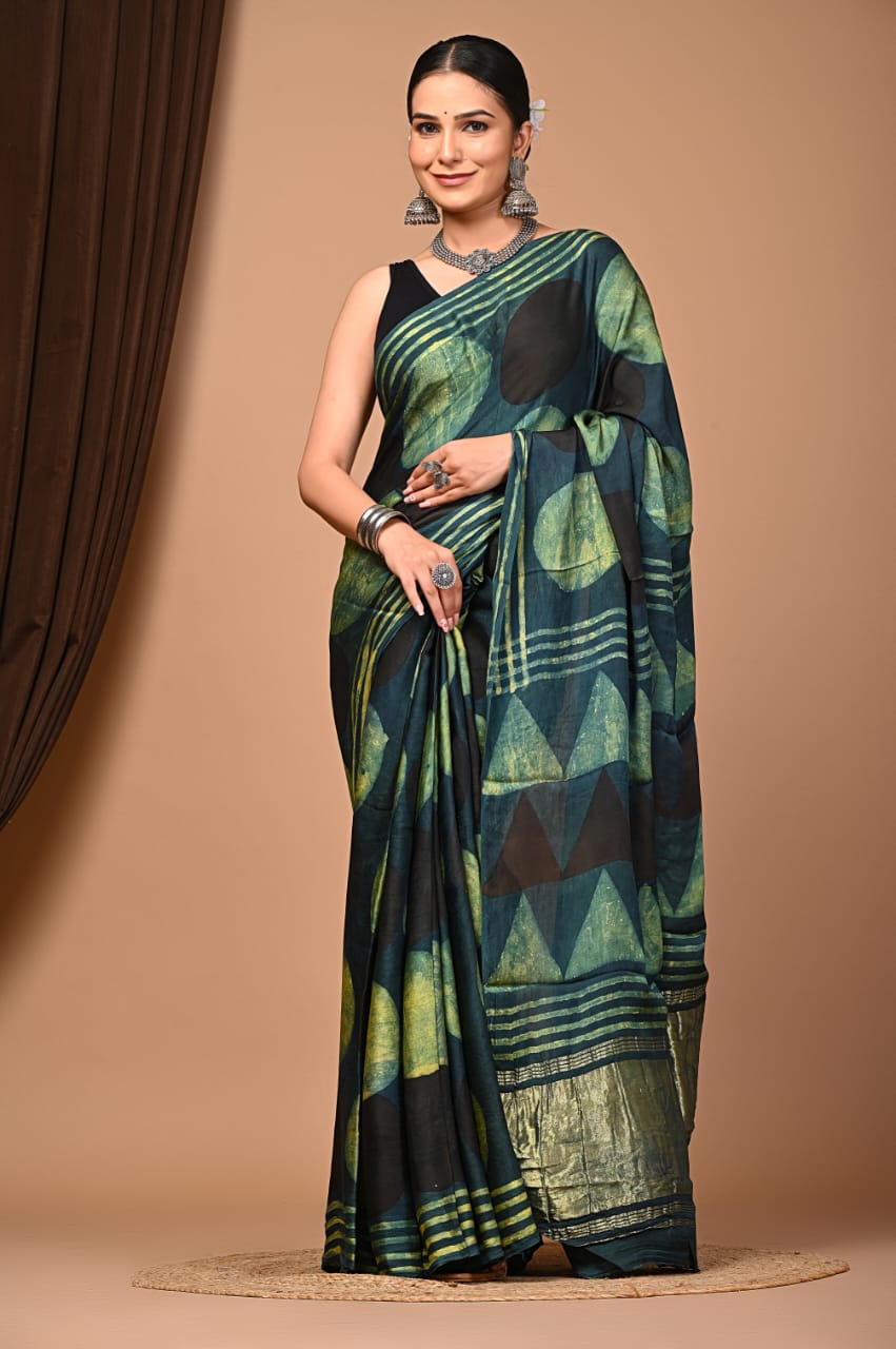 Eco block print sarees 