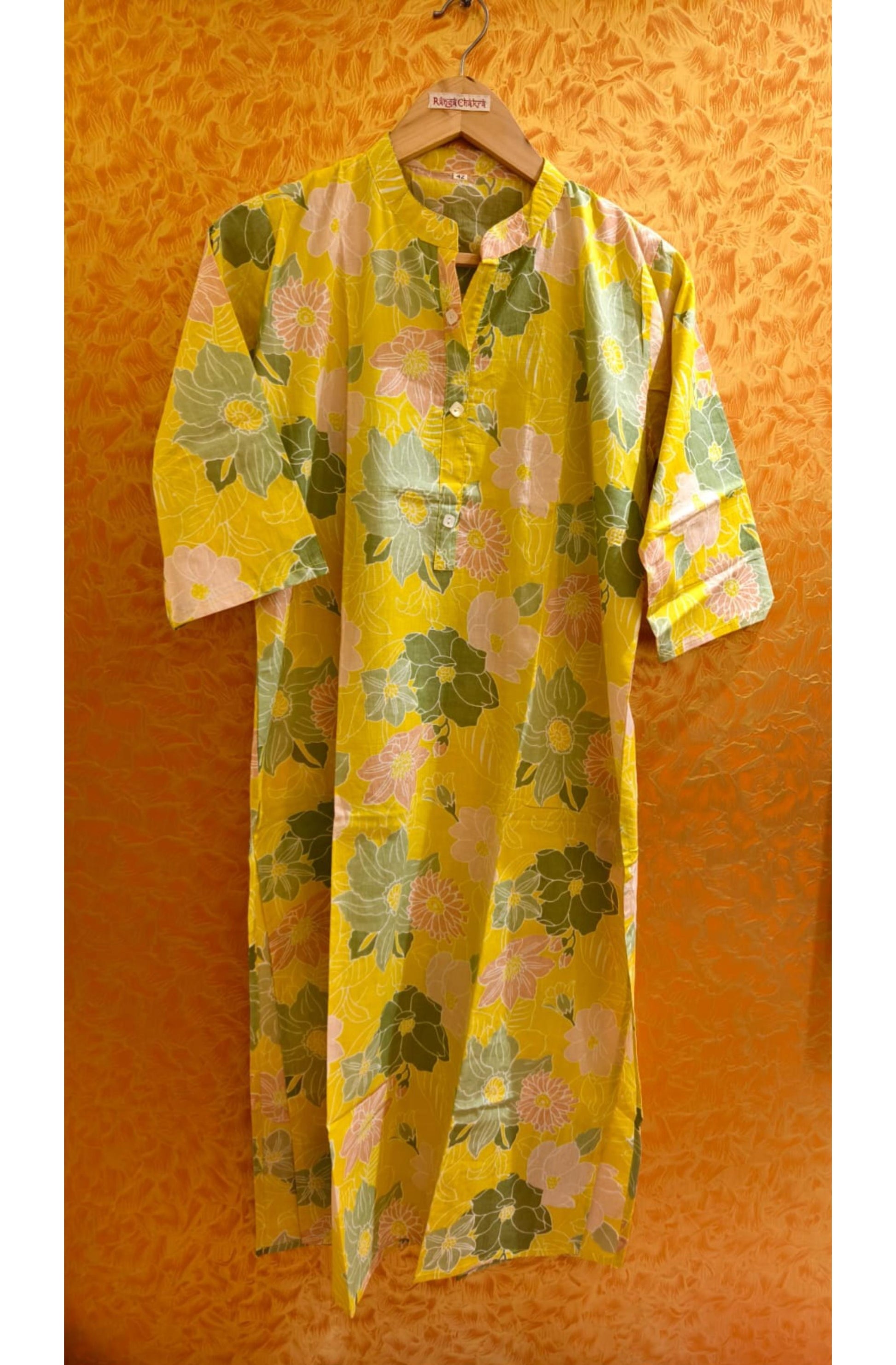 Floral Yellow kurti