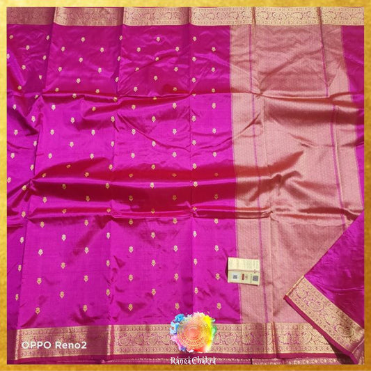 Fuschia Banarasi Silk saree 