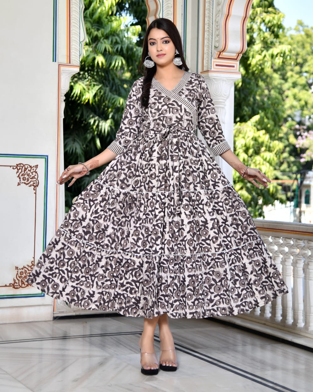 Grey Cotton Anarkali