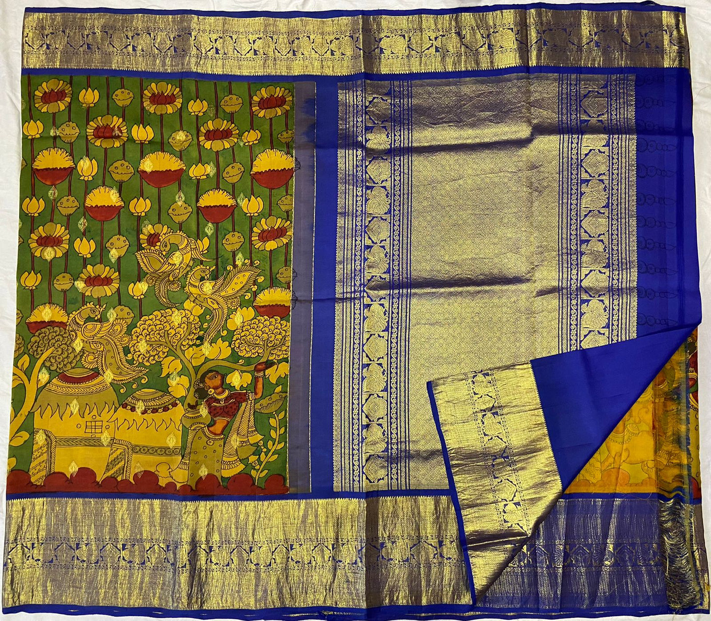 Pen Kalamkari Kanchipuram Silk sarees