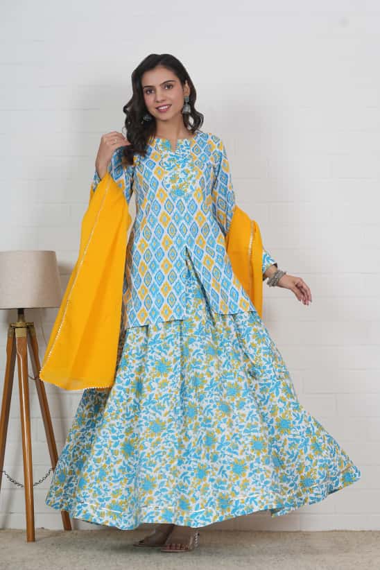 Navratri Mul Cotton floral Comfort Fit Lehenga Set