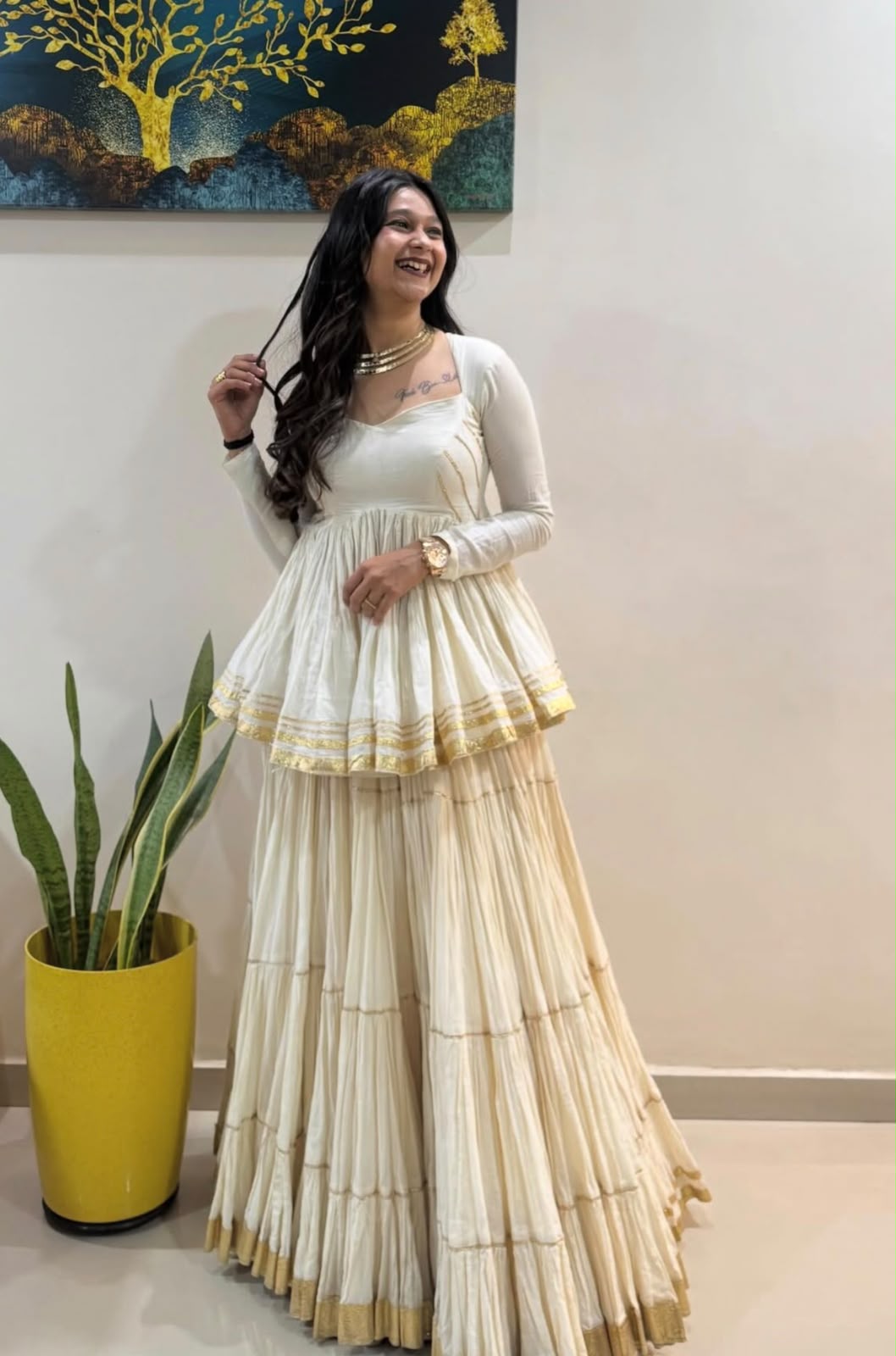 Ivory Kediya mul Cotton Lehenga Set
