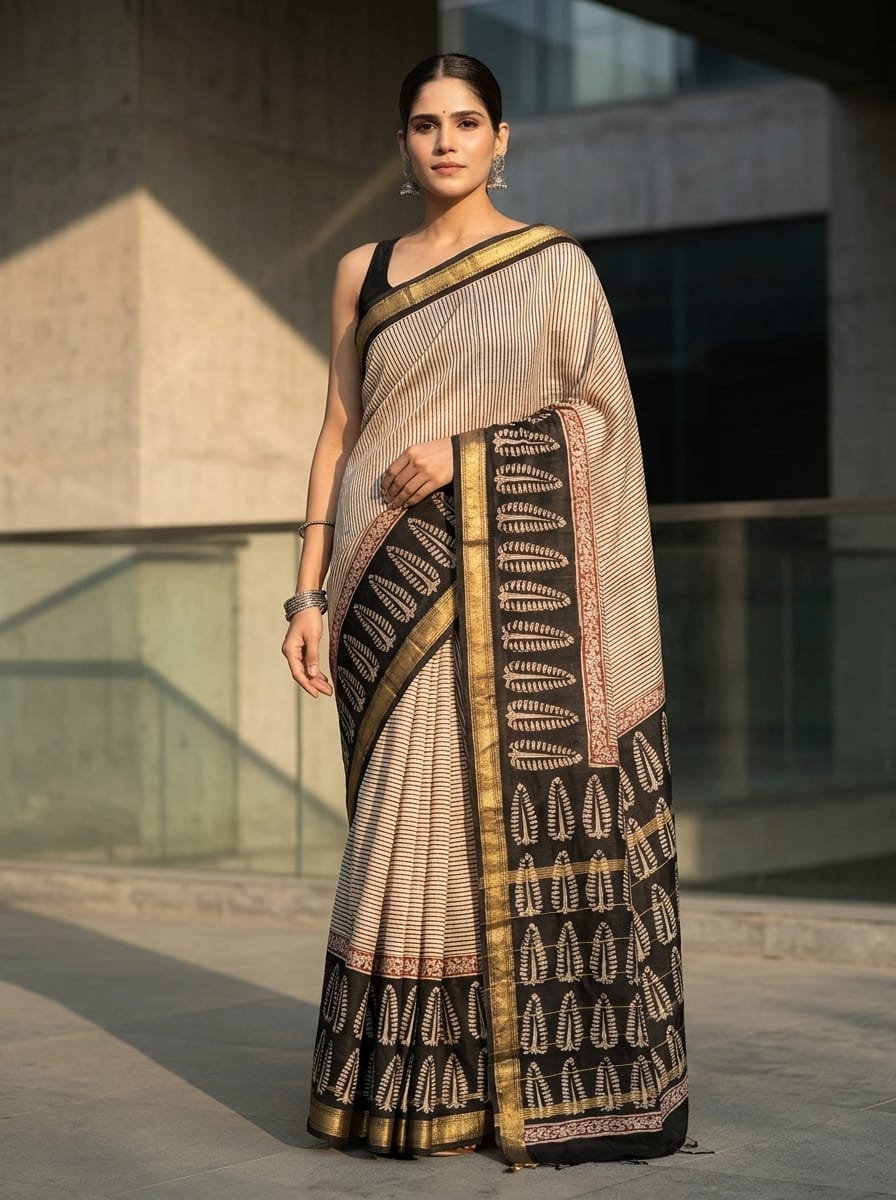 Striped Maheshwari Silk saree