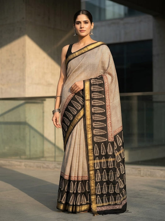 Striped Maheshwari Silk saree