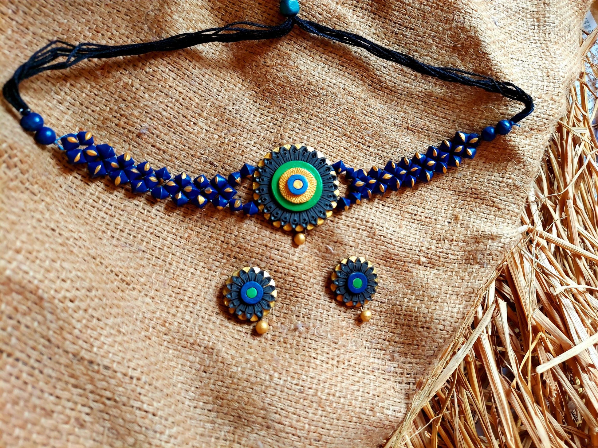 Indigo Terracotta choker Necklace 