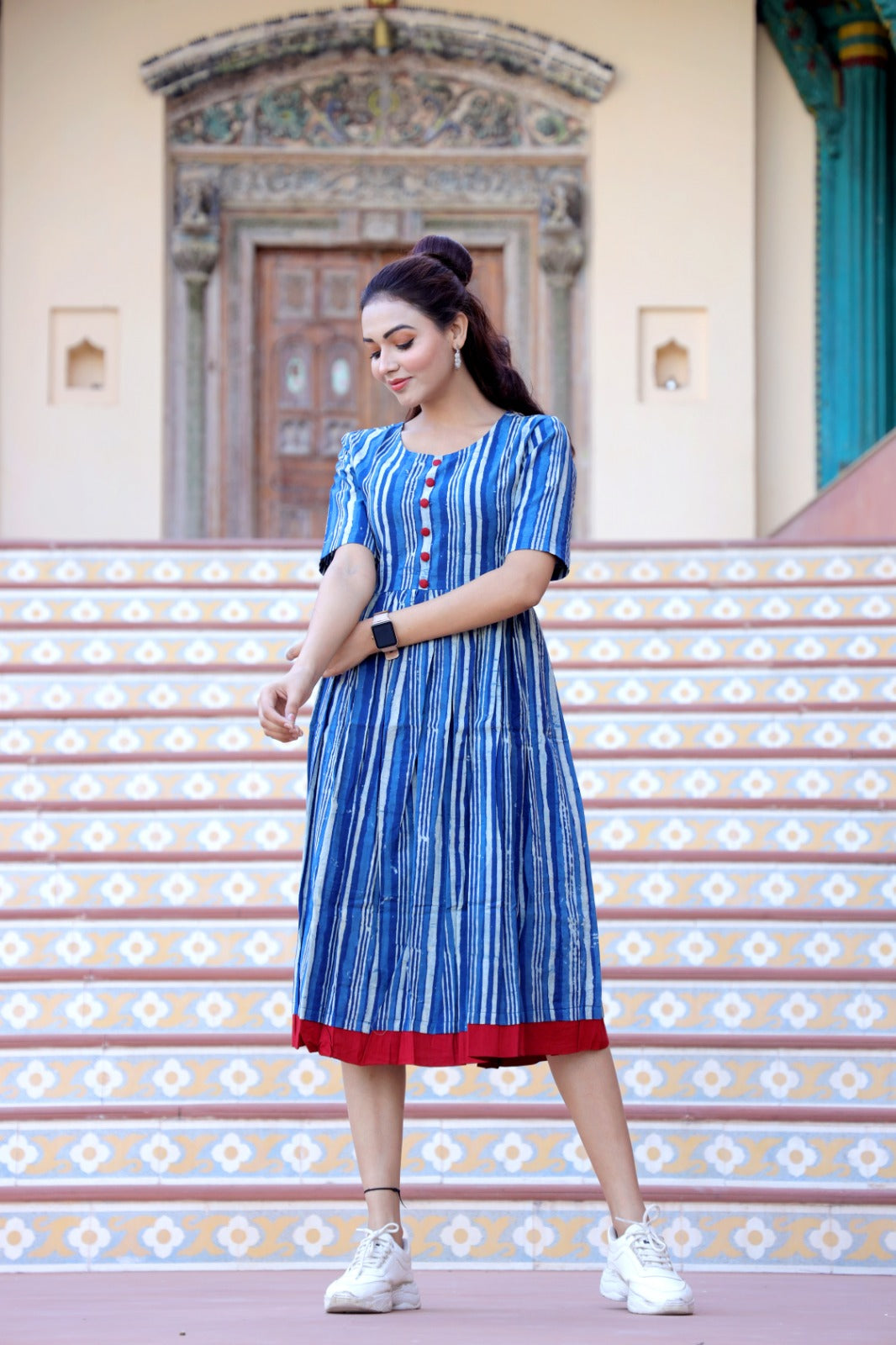 Indigo striped Cotton dress