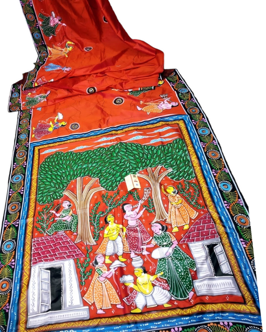 Krishna Pattachitra Saree