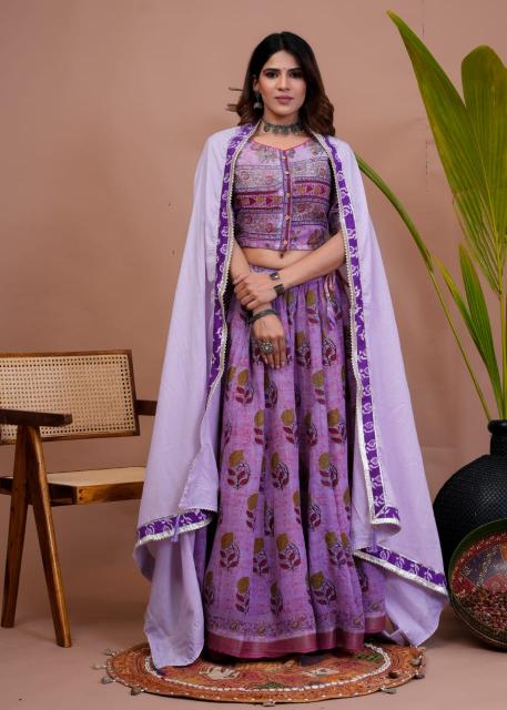 Lavender flower Lehenga Set