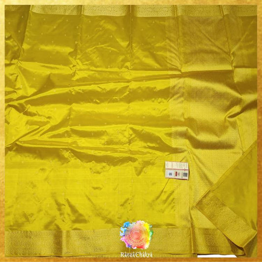 Lemon Yellow Banarasi Katan silk 