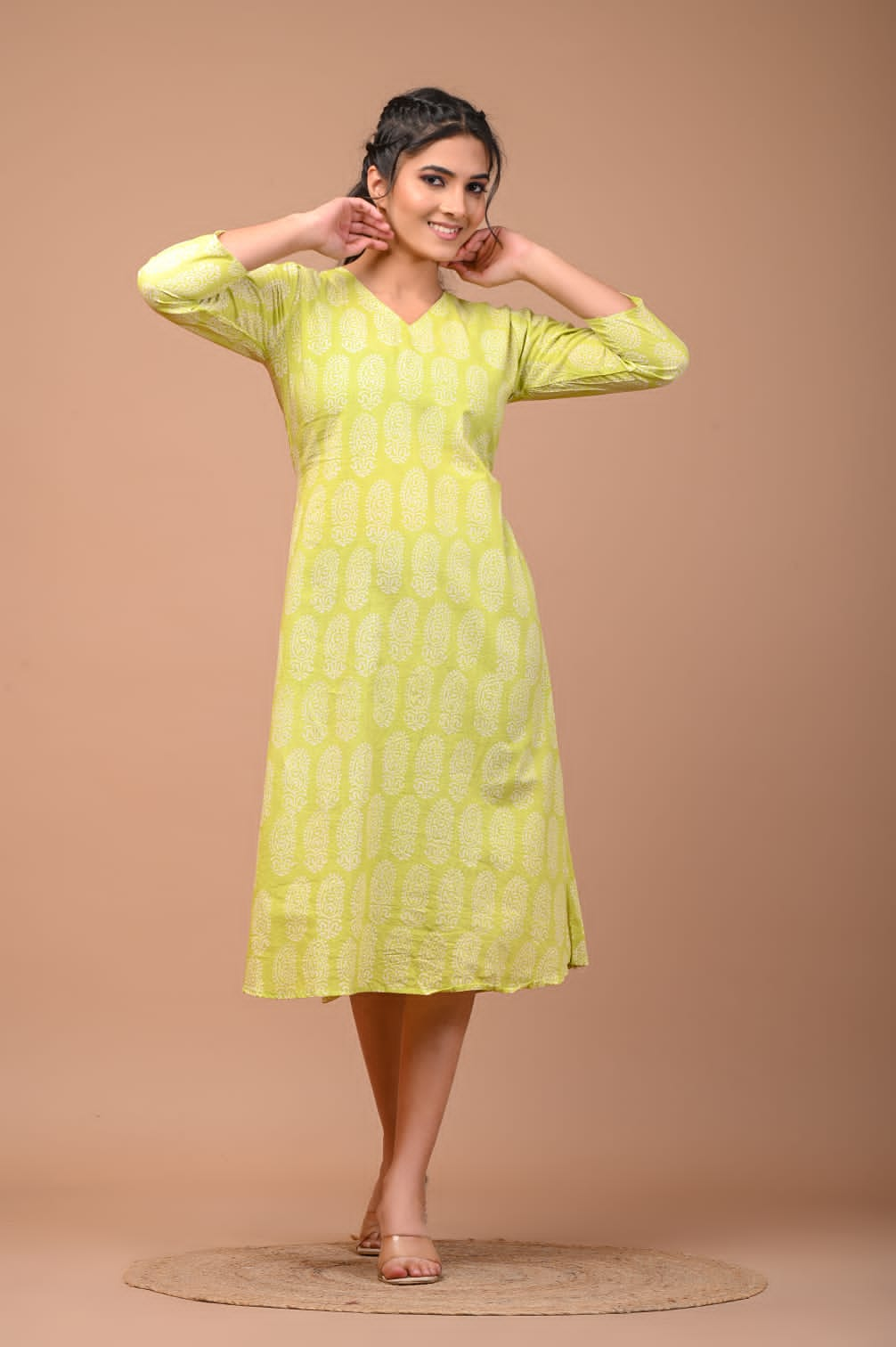 Lime cotton dress