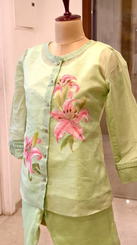Hand-Painted Lily Co-ord Set | Custom-Fit  Tunic and Trouser