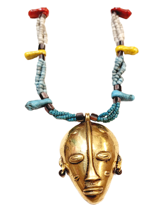 Tiki Mask Pendant Neckpiece