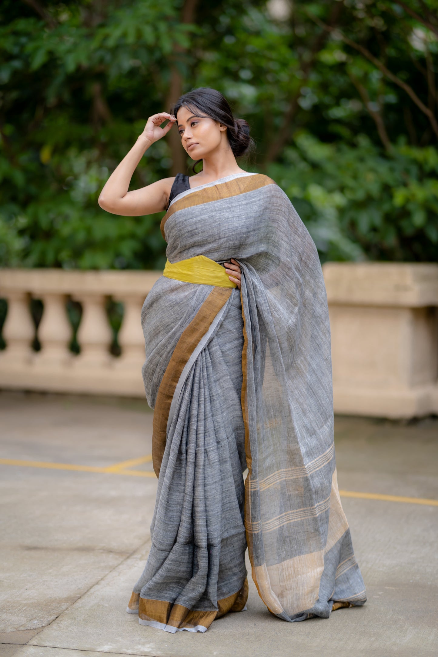 Melange grey saree