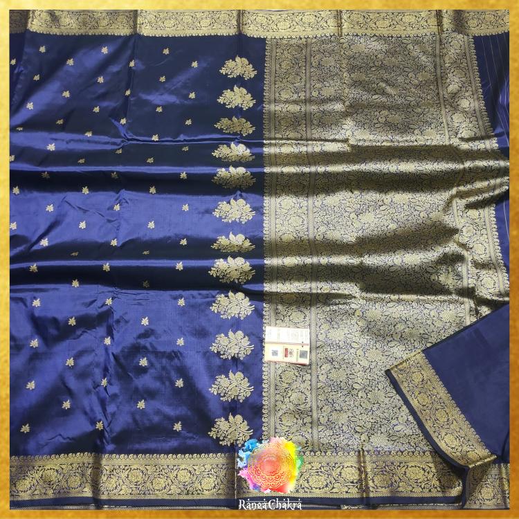 Midnight blue Banarasi saree