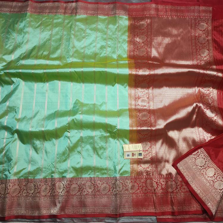 Mint Green Banarasi Katan Silk saree