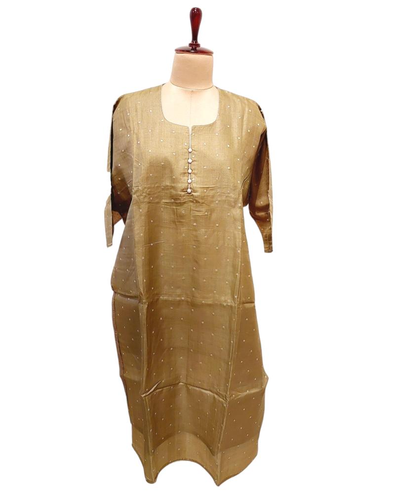 Mocha Beige Tussar Silk Kurta