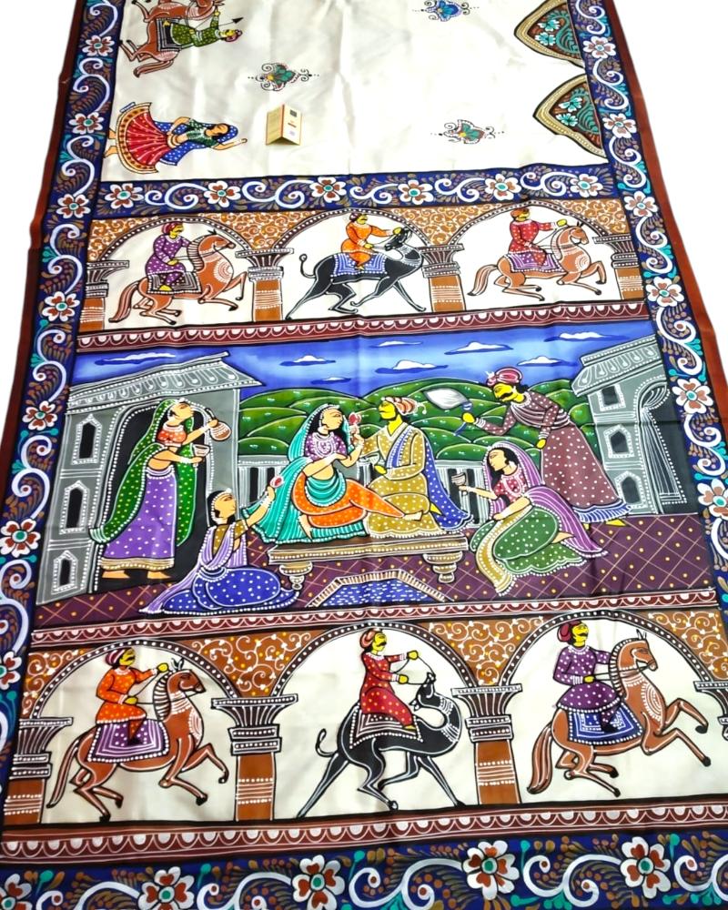 Mughal Handpainted Silk Saree