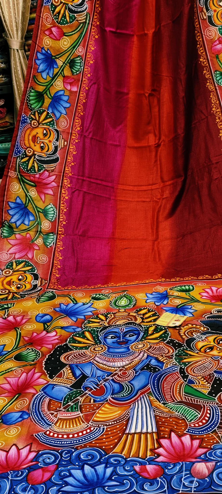 Mural Radha Krishna Saree