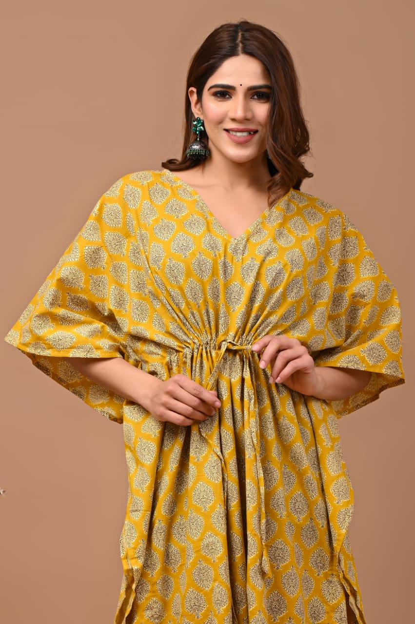 Mustard cotton kaftans