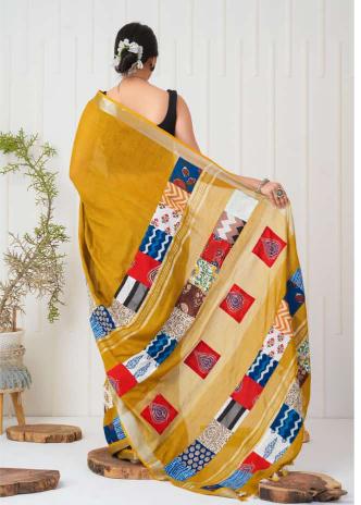 Mustard quirky saree