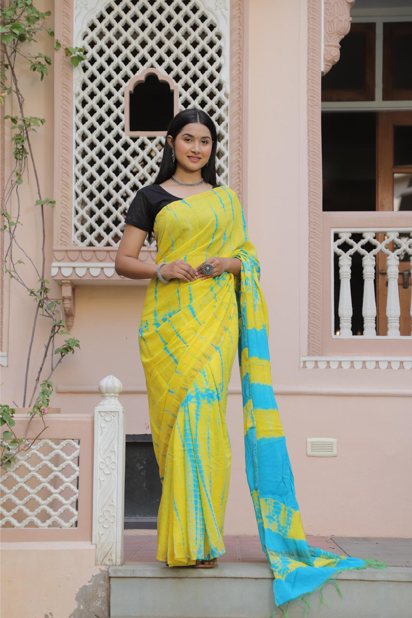 Neon cotton saree